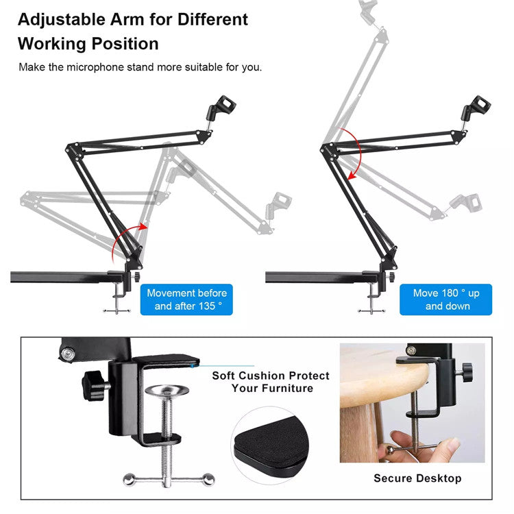 Desk-Mounted Broadcast Microphone Stand